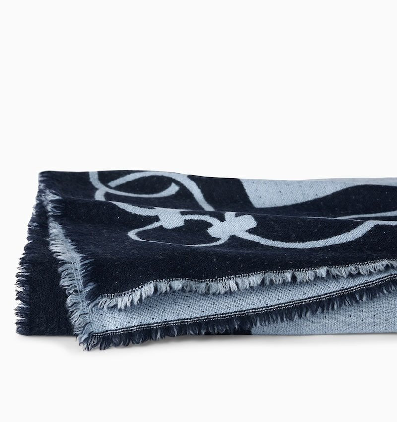Eterna Chain Navy Blue Throw Blanket - Sferra at Fig Linens and Home