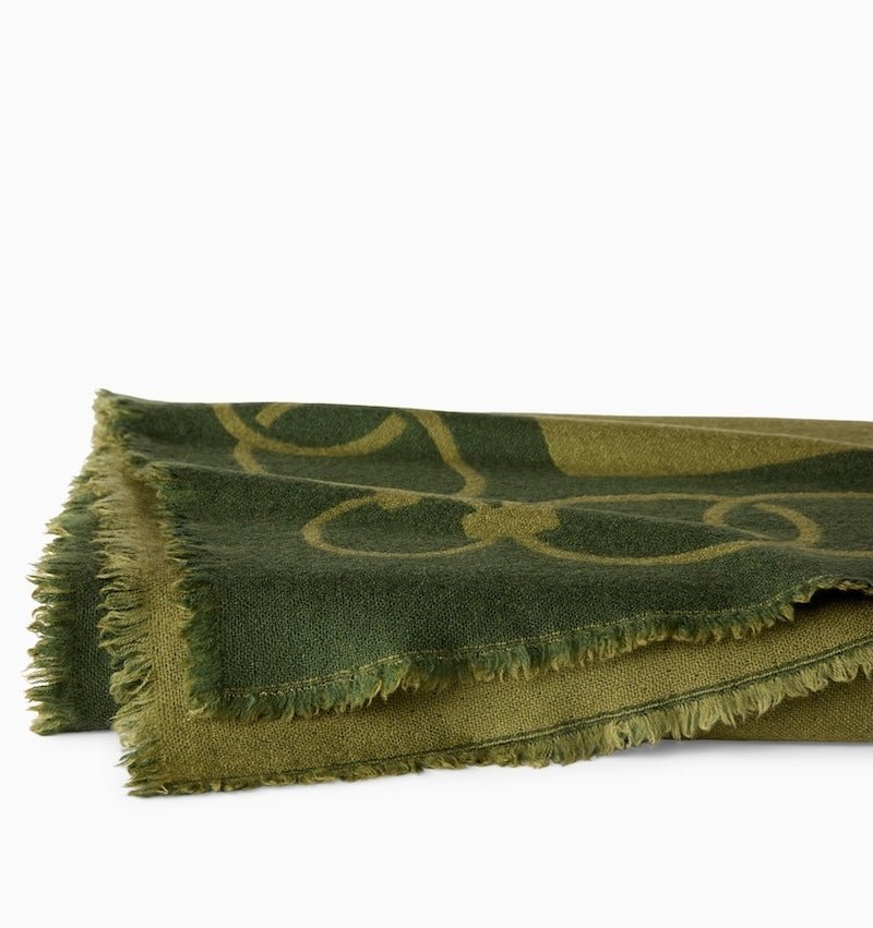 Eterna Chain Moss Green Throw Blanket - Sferra at Fig Linens and Home