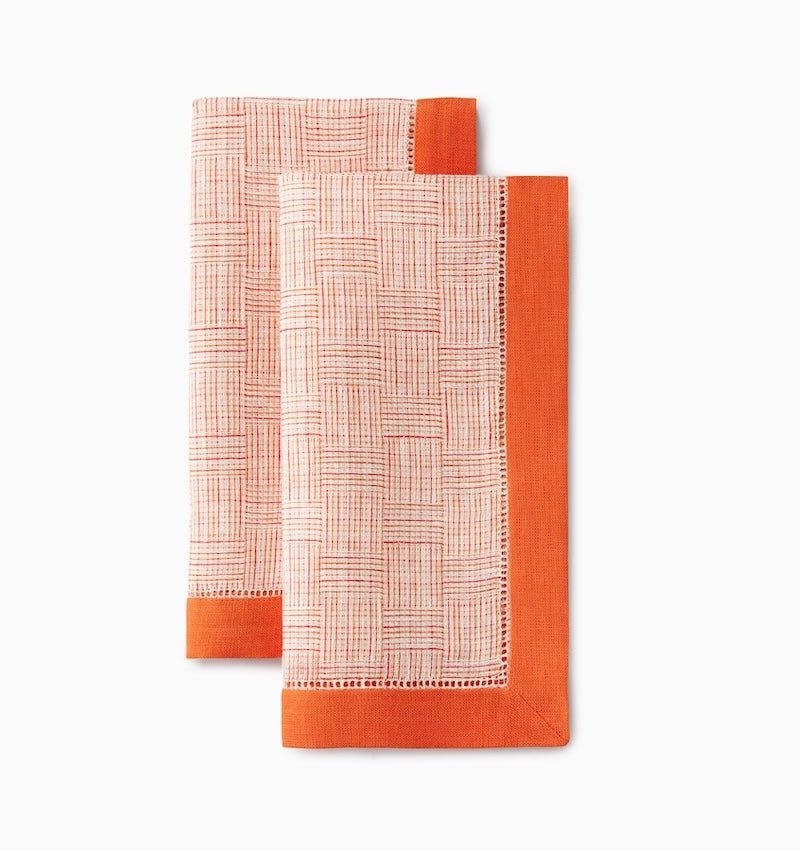 Sferra Cloth Napkins - Mikelina Tangerine Dinner Napkins at Fig Linens and Home