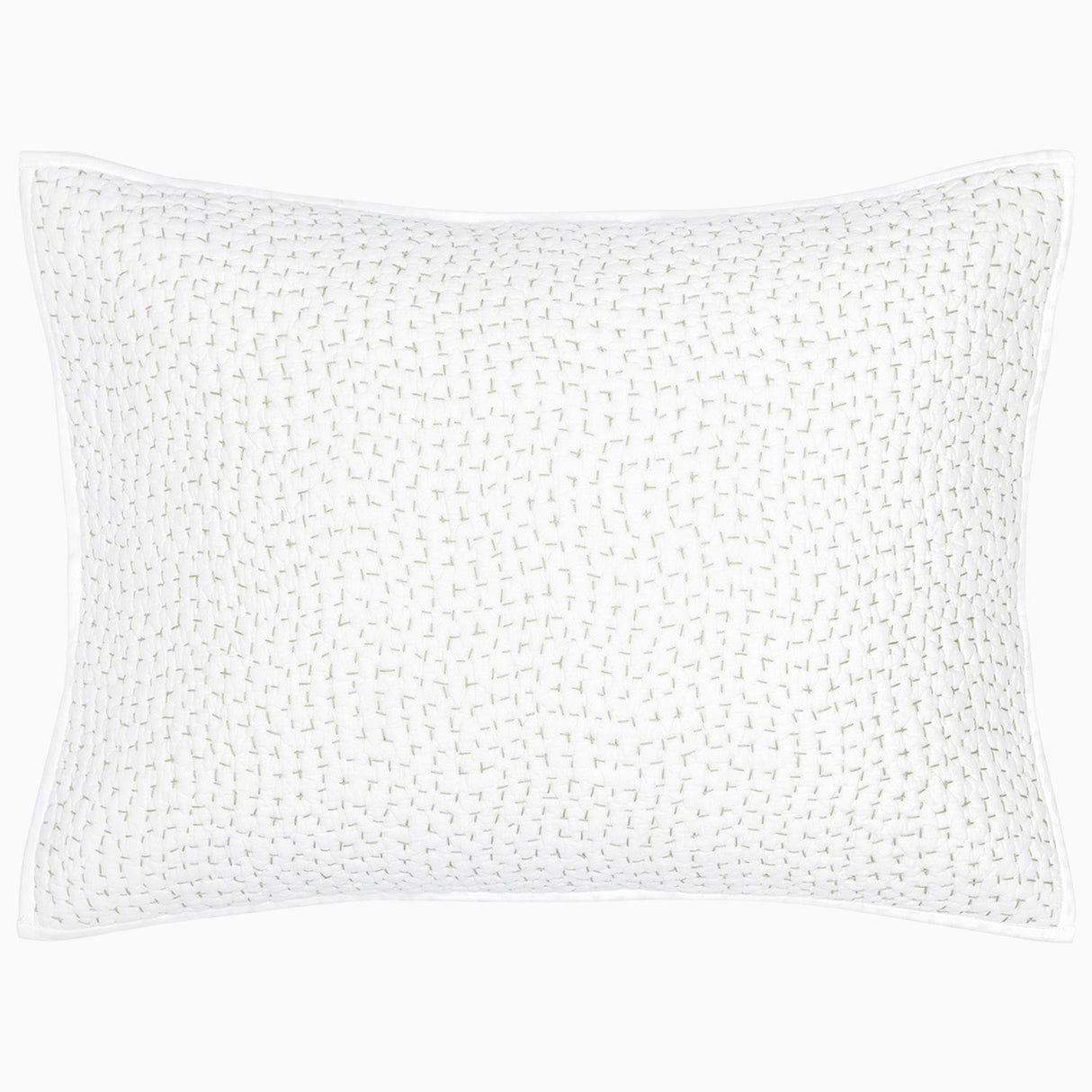 Organic Hand Stitched Sage Sham by John Robshaw at Fig Linens and Home - 1