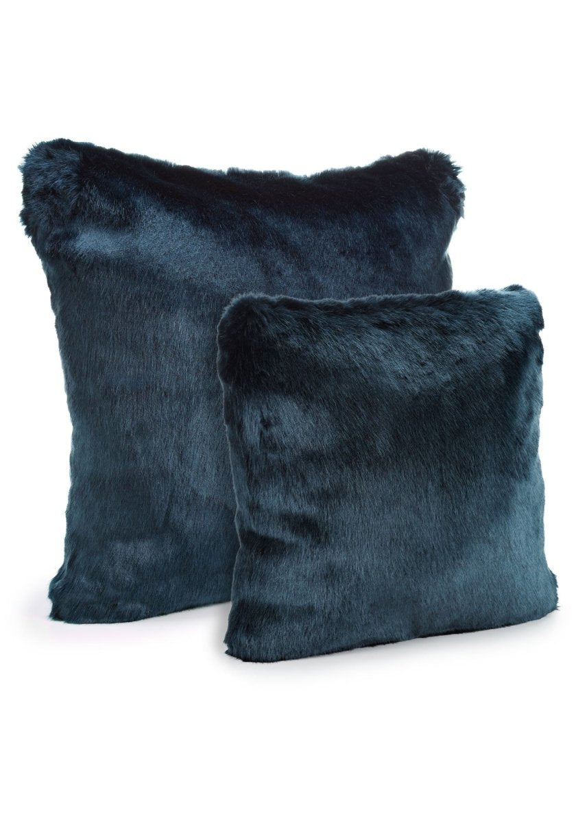 Steel Blue Mink Faux Fur Pillows Sizes