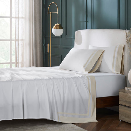 Stella Organic Cotton Percale Fitted Sheet by Orchids Lux Home - Lifestyle Image