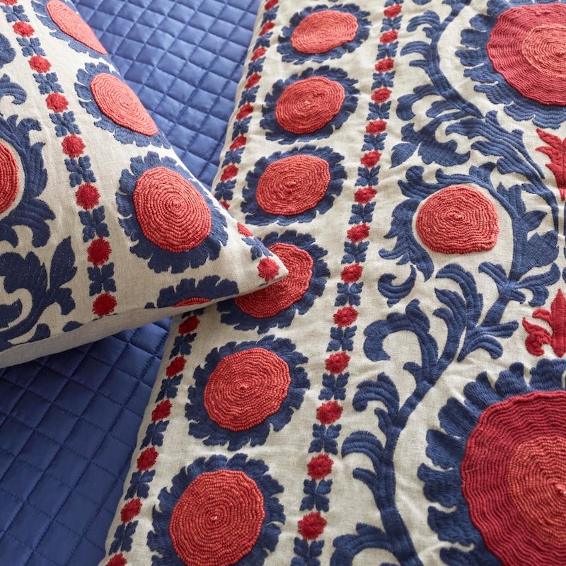 Detail of Suzani - Ann Gish x The Met - Decorative Throw Pillow