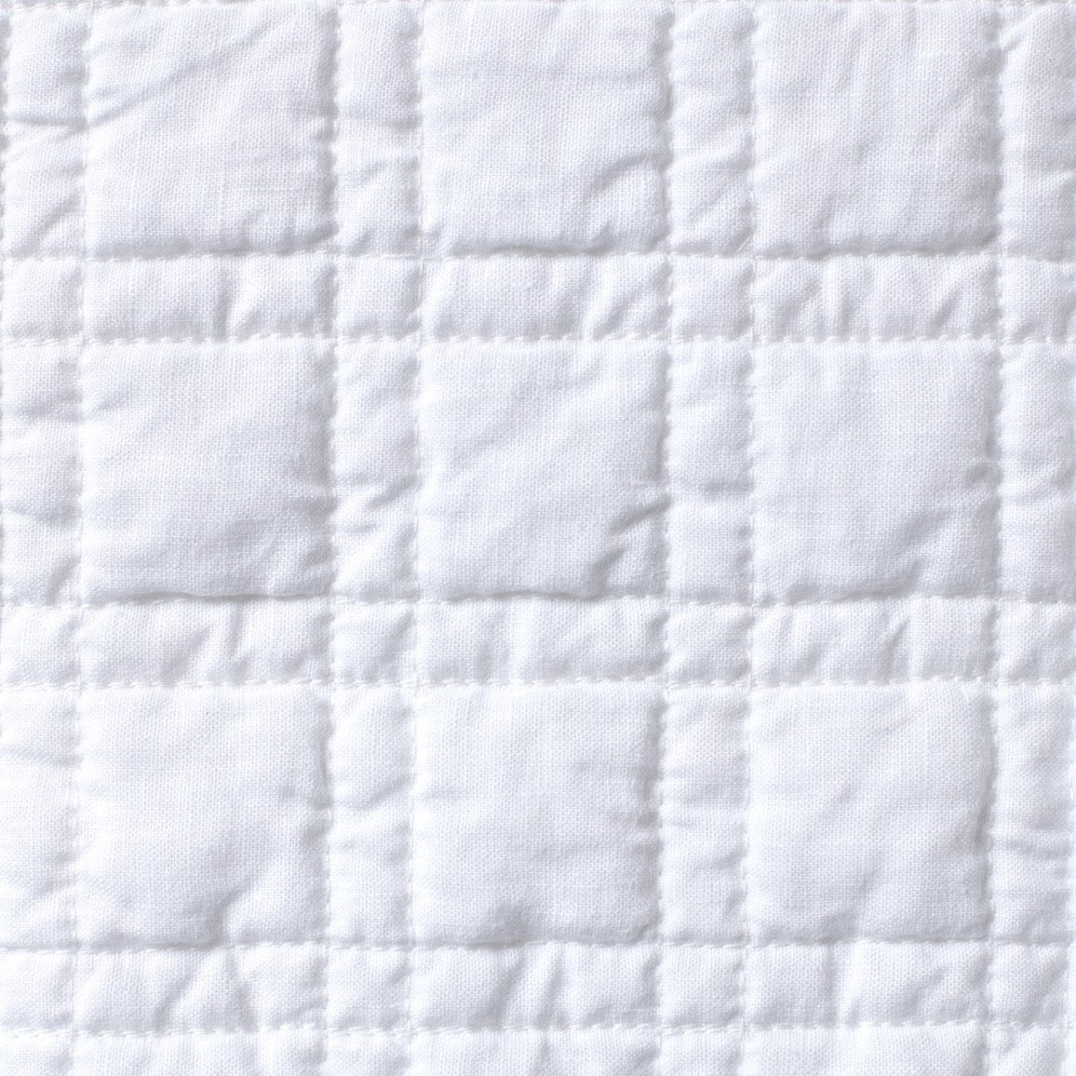 Pom Pom at Home - Owen Quilted Coverlet in White - Square Quilting Detail 1
