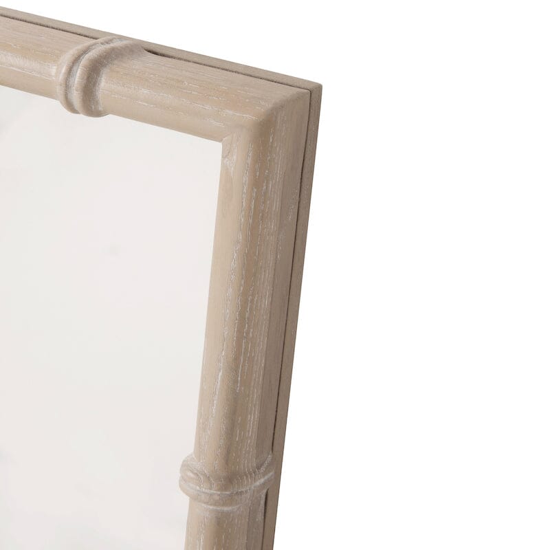 Worlds Away Tessa Light Cerused Oak Bamboo Detail Mirror - Corner Detail