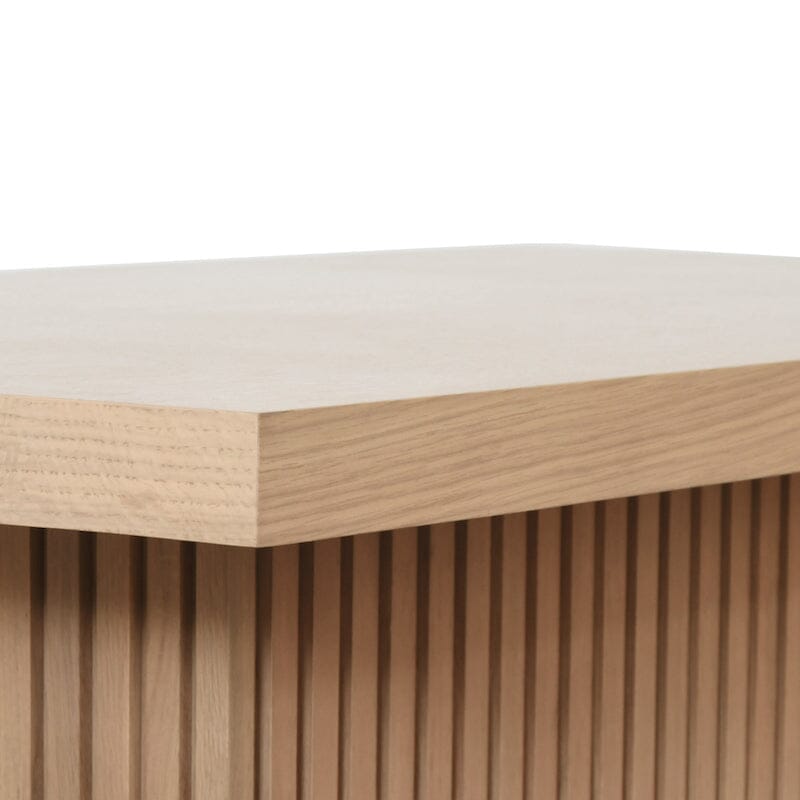 Tyson Natural Oak Pedestal Base Coffee Table by Worlds Away - Detailed View of Corner