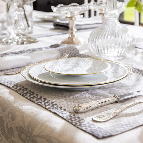 Evasion Celeste Grey 69" x 126" Tablecloth by Le Jacquard Français - 9at Fig Linens and Home - 1
