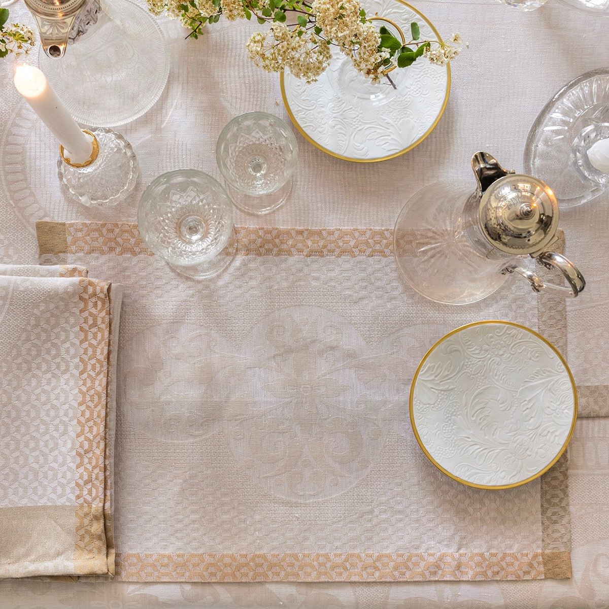 Evasion Celeste Beige 20" x 14" Placemat by Le Jacquard Français - 9at Fig Linens and Home - 6