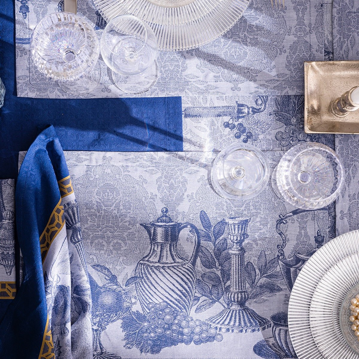 Festin Blue 20" x 14" Placemat by Le Jacquard Français - 9at Fig Linens and Home - 5