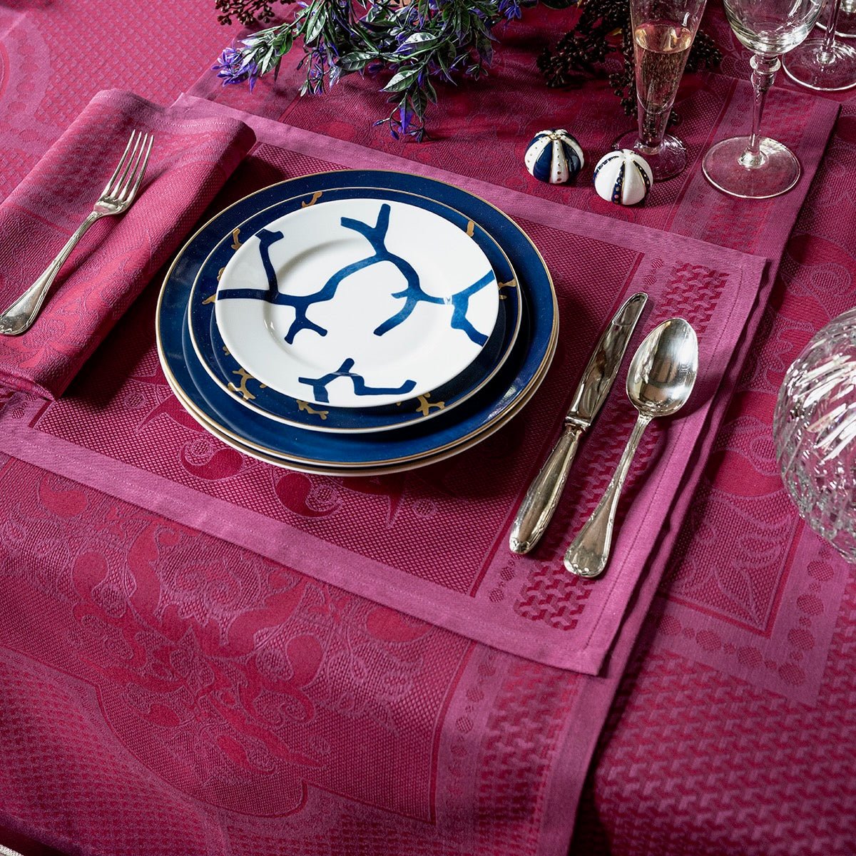 Palais Venitien Pink 20" x 79" Runner by Le Jacquard Français - 9at Fig Linens and Home - 3