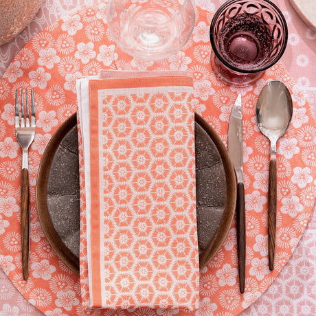 Wagara Pink Round 15" Coated Placemat by Le Jacquard Français - 9at Fig Linens and Home - 5