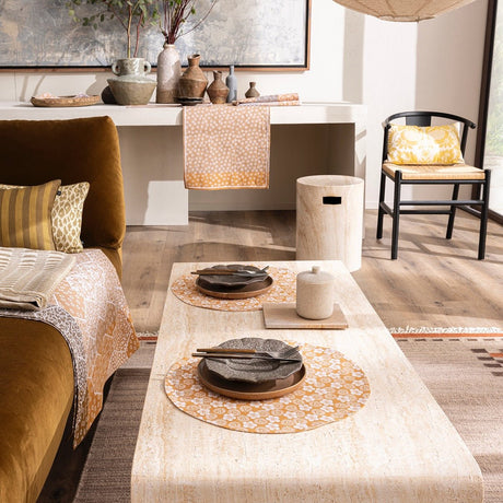 Wagara Beige Round 15" Coated Placemat by Le Jacquard Français - 9at Fig Linens and Home - 4