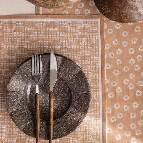 Wagara Beige 20" x 14" Placemat by Le Jacquard Français - 9at Fig Linens and Home - 3