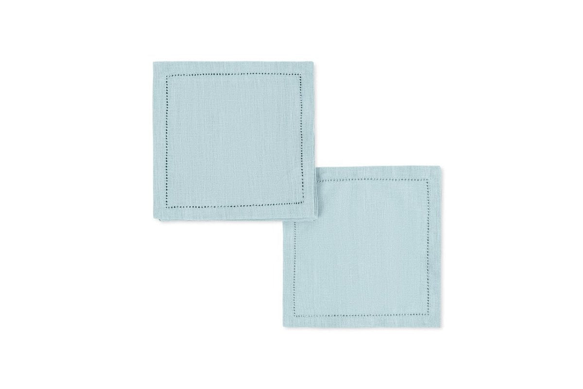 Valentina Hemstitch Set of 4 Sky Cocktail Napkins | Matouk at Fig Linens and Home