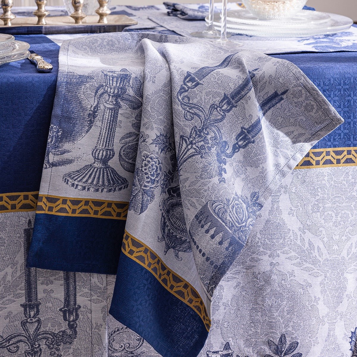 Festin Blue 22" x 22" Napkin by Le Jacquard Français - 9at Fig Linens and Home - 9
