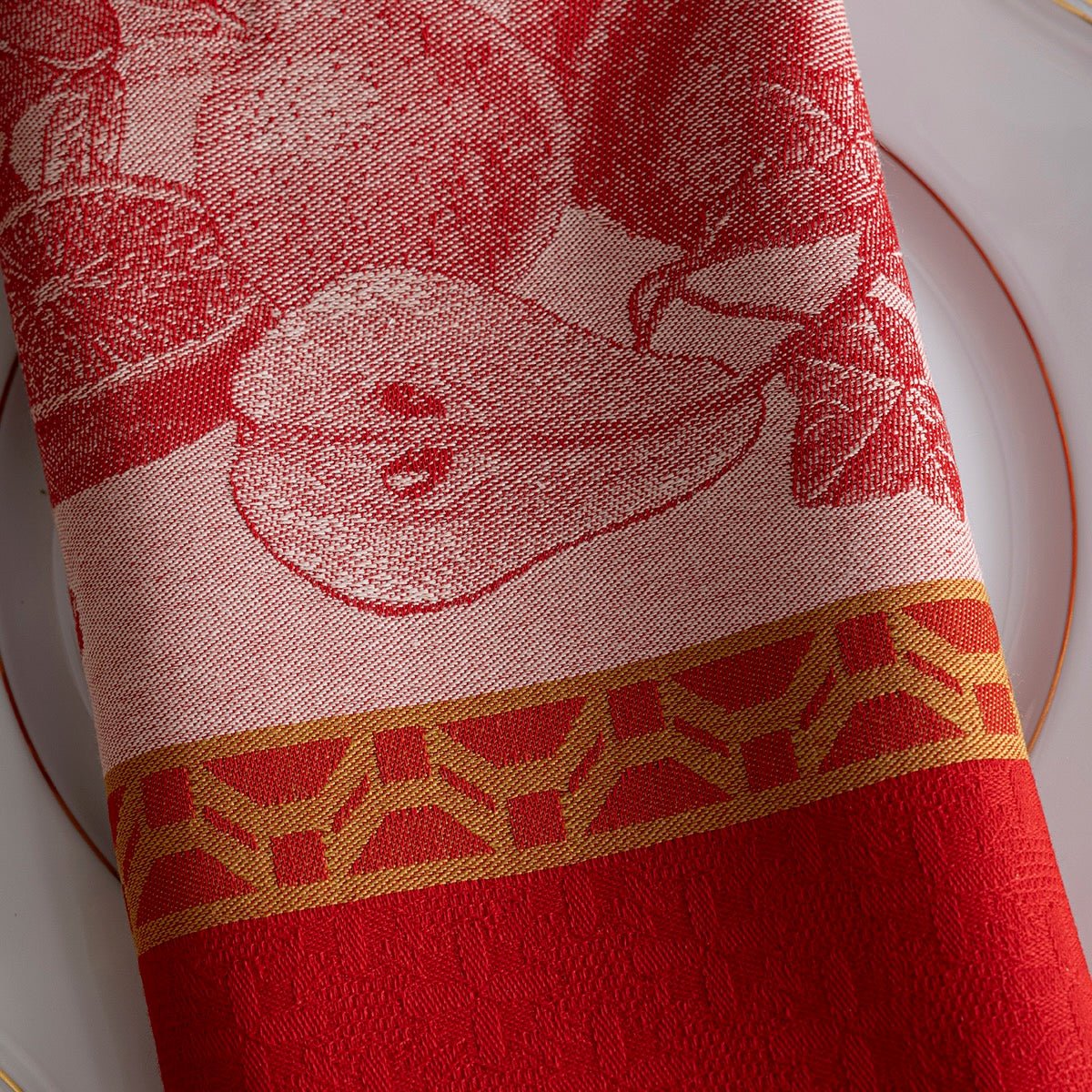 Festin Red 22" x 22" Napkin by Le Jacquard Français - 9at Fig Linens and Home - 7