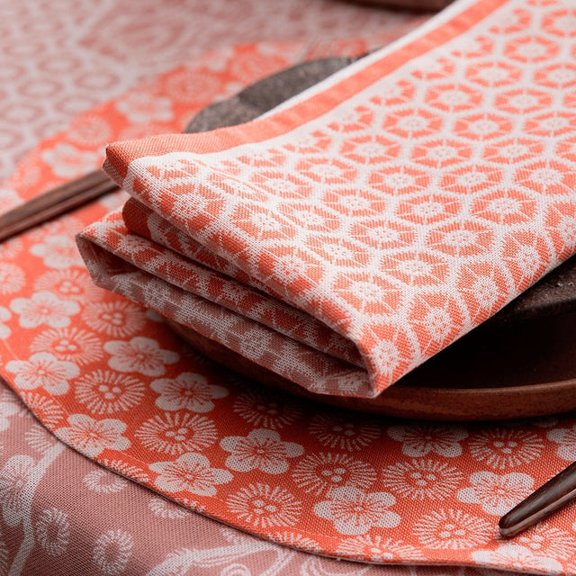 Wagara Pink Round 15" Coated Placemat by Le Jacquard Français - 9at Fig Linens and Home - 4