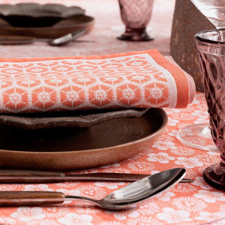 Wagara Pink 20" x 20" Napkin by Le Jacquard Français - 9at Fig Linens and Home - 5