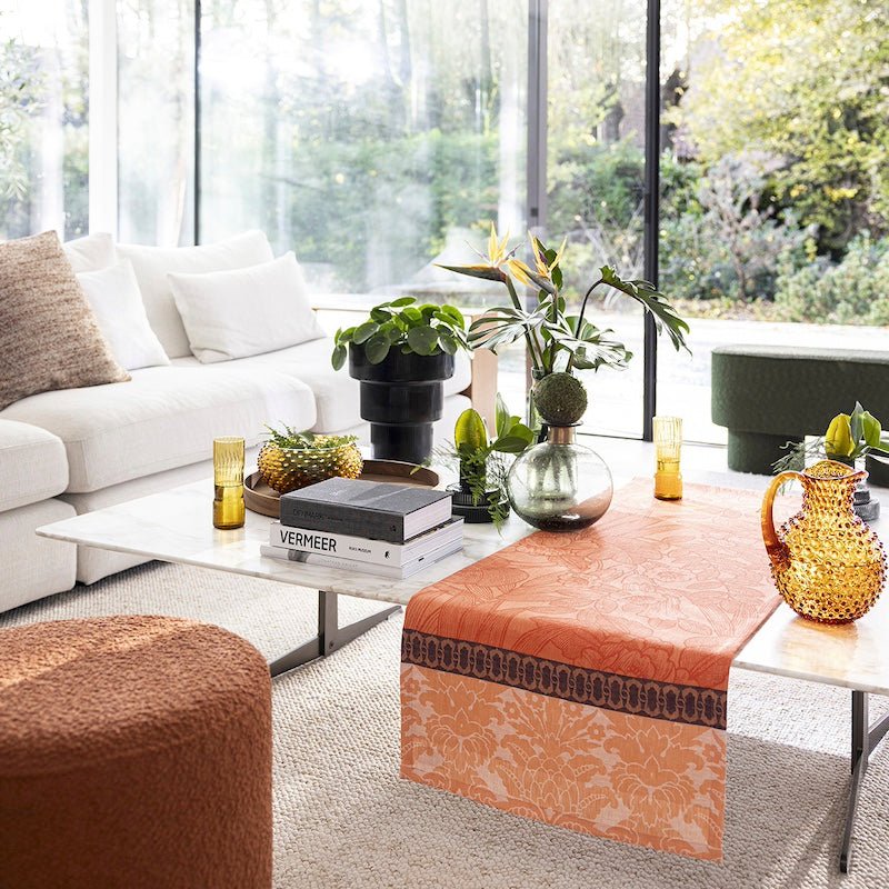 escapade tropicale orange table runner by le jacquard français
