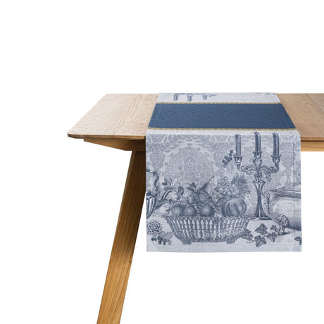 Festin Blue 20" x 79" Runner by Le Jacquard Français - 9at Fig Linens and Home - 1