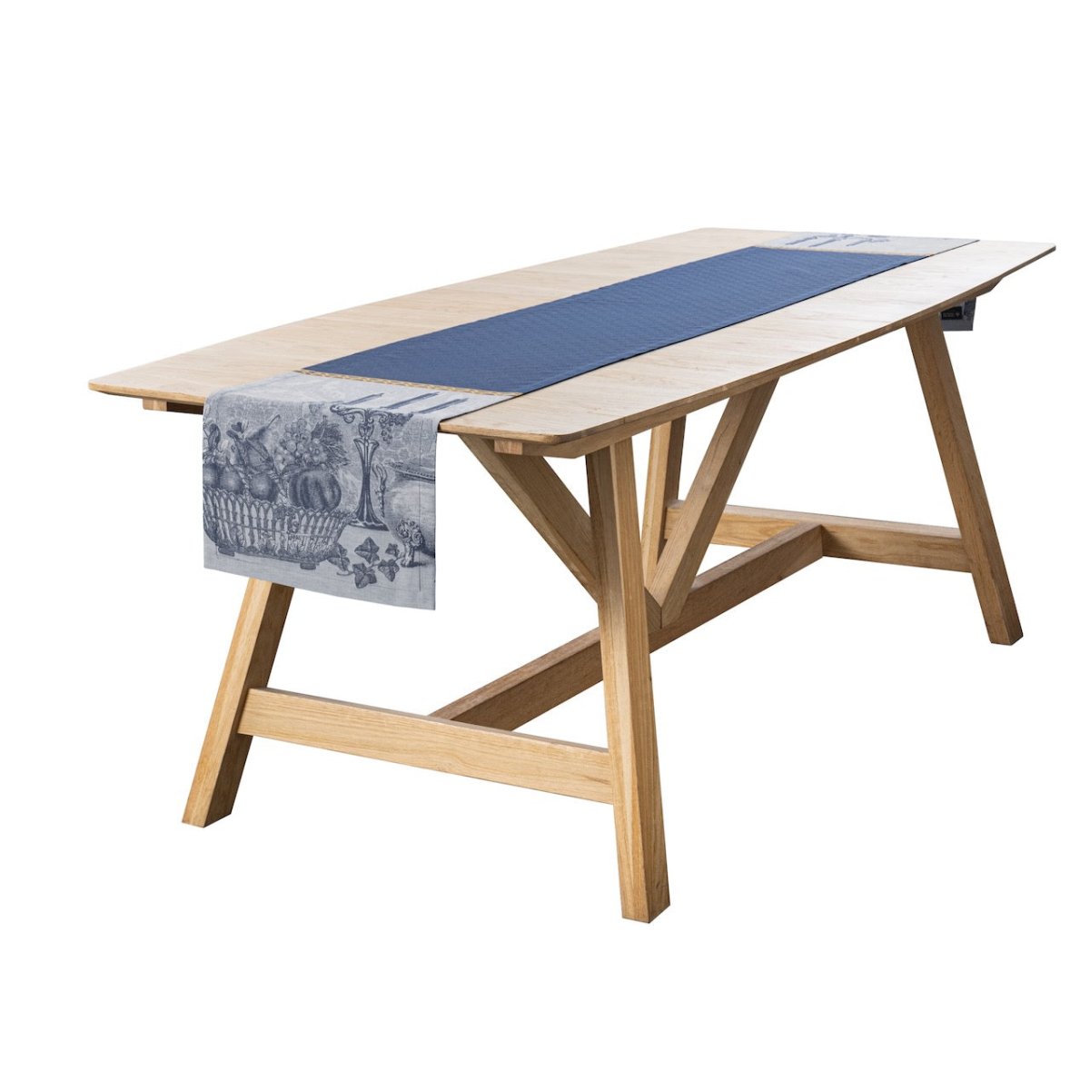 Festin Blue 20" x 79" Runner by Le Jacquard Français - 9at Fig Linens and Home - 2