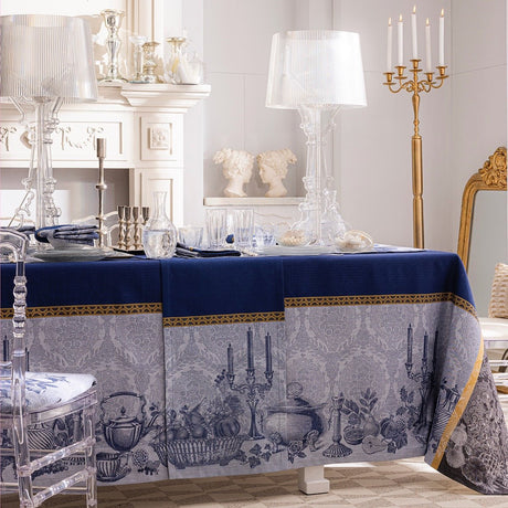 Festin Blue 20" x 79" Runner by Le Jacquard Français - 9at Fig Linens and Home - 10