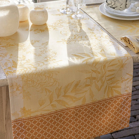 Detail of Table Runner - Le Jacquard Français Jardin d'eden pollen yellow table linens