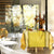 Room with Table Linens - Mumbai yellow coated tablecloth by le jacquard français at Fig Linens and Home