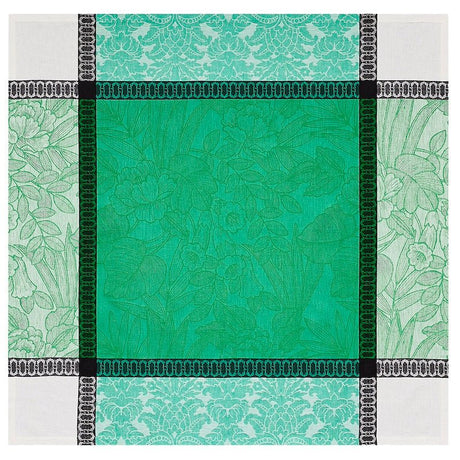 escapade tropicale green tablecloth by le jacquard français