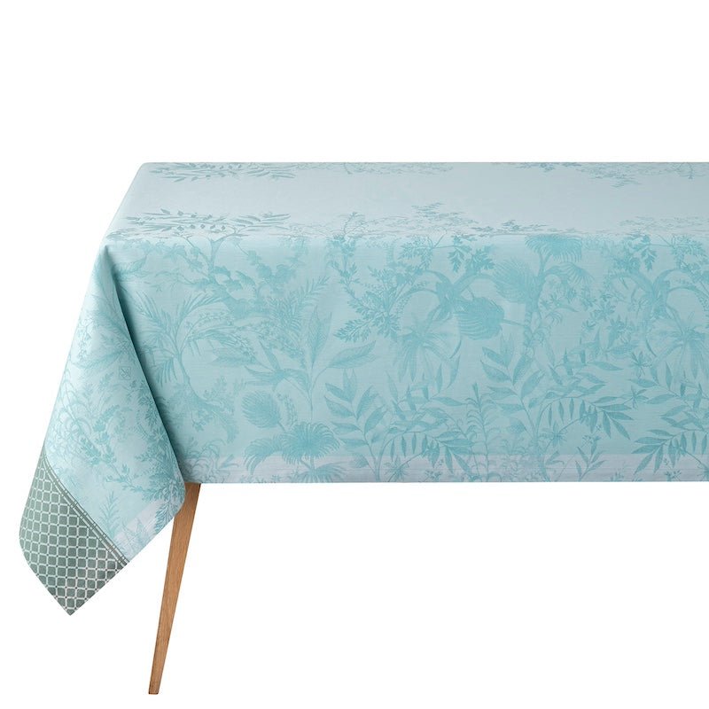 Tablecloth - Jardin d'eden blue table linens by le jacquard français at Fig Linens and Home
