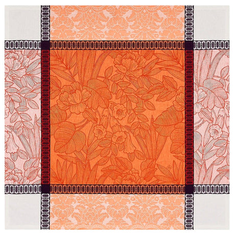 escapade tropicale orange tablecloth by le jacquard français - square tablecloth
