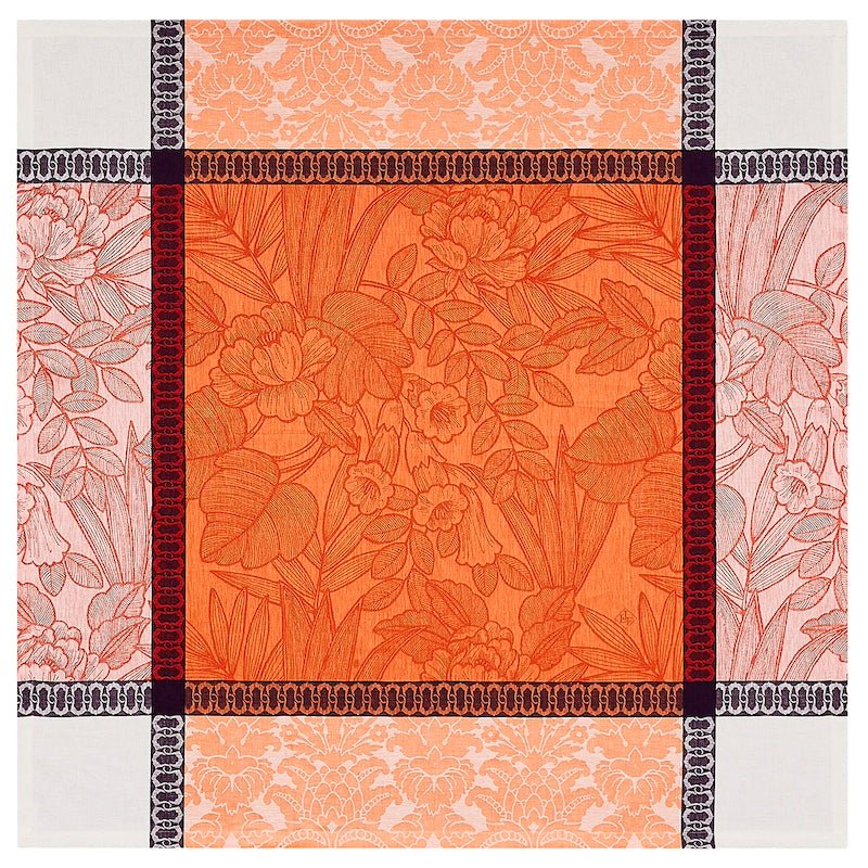 escapade tropicale orange tablecloth by le jacquard français - square tablecloth