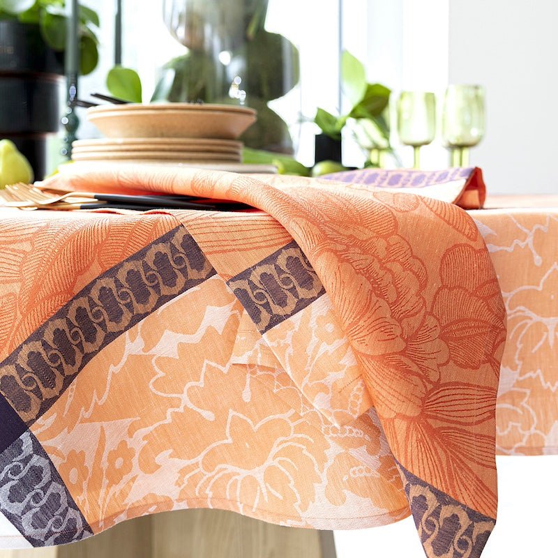 escapade tropicale orange tablecloth by le jacquard français - detail 1