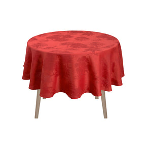 Souveraine Red Tablecloth | Le Jacquard Francais Holiday Linens - Round Table