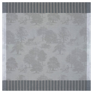 Souveraine Silver Tablecloths - Holiday Table -  Square Le Jacquard Français at Fig Linens and Home