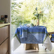 escapade tropicale blue tablecloth by le jacquard français