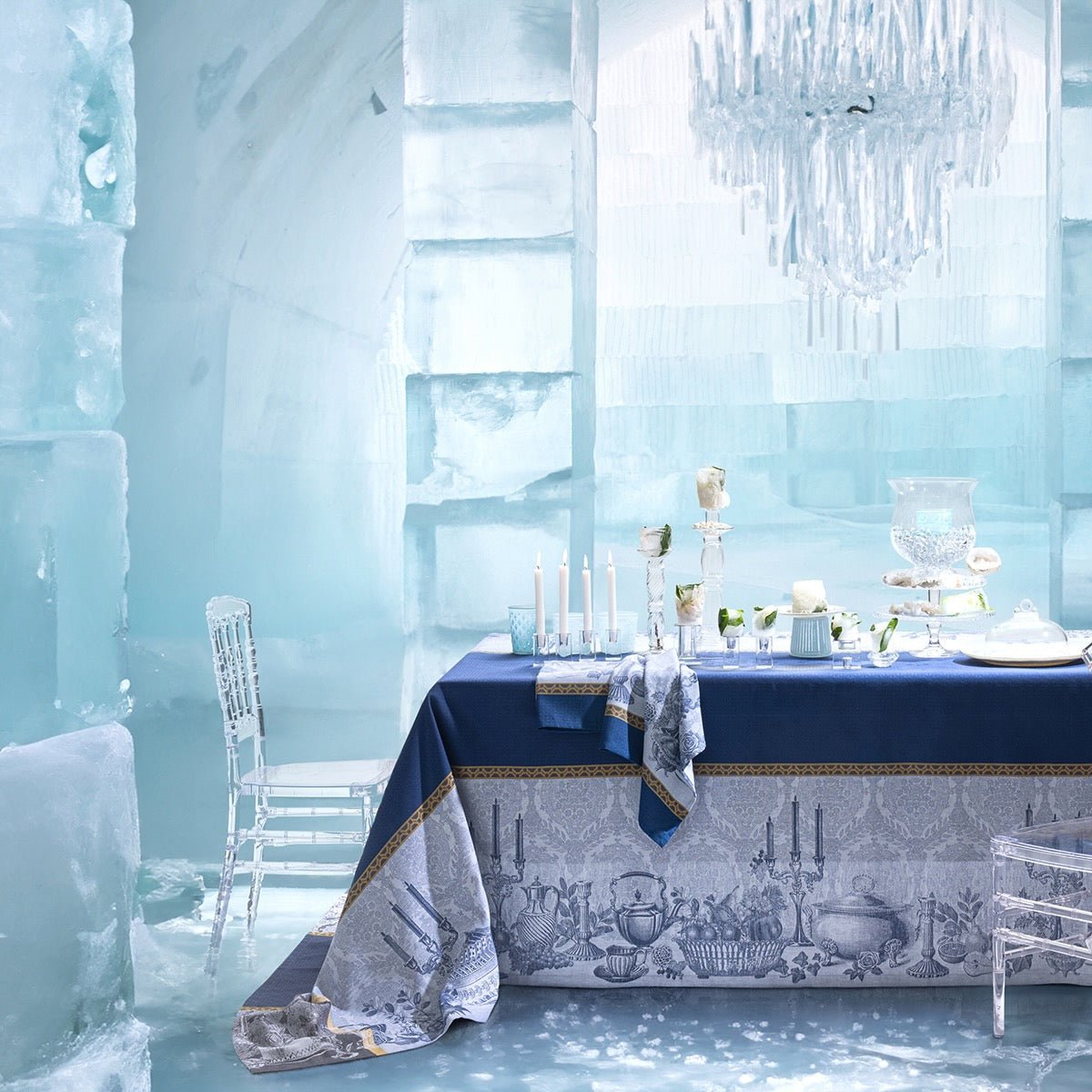 Festin Blue 47" x 47" Tablecloth by Le Jacquard Français - Holiday - Fig Linens and Home - 10