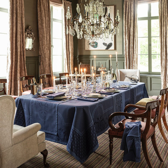 Palais Venitien Blue 20" x 59" Runner by Le Jacquard Français - 9at Fig Linens and Home - 10