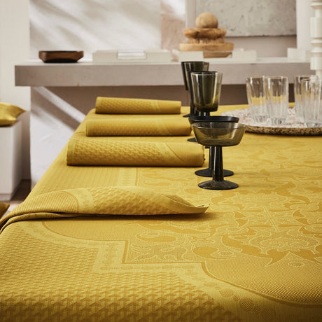 Palais Venitien Yellow 47" x 47" Tablecloth by Le Jacquard Français - 9at Fig Linens and Home - 7
