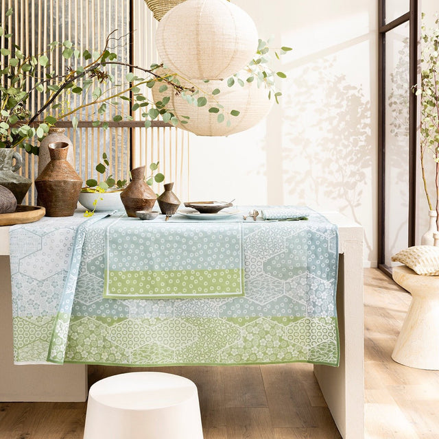 Wagara Green 59" x 86" Tablecloth by Le Jacquard Français - 9at Fig Linens and Home - 7