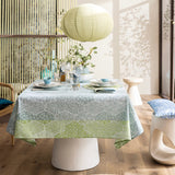 Wagara Green 69" x 126" Coated Tablecloth by Le Jacquard Français - 9at Fig Linens and Home - 6