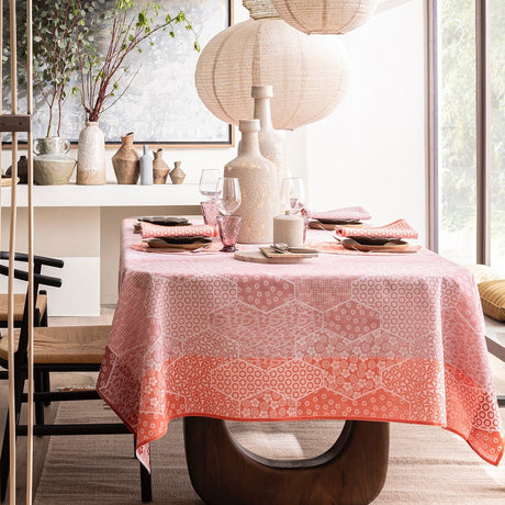 Wagara Pink 59" x 102" Tablecloth by Le Jacquard Français - 9at Fig Linens and Home - 3