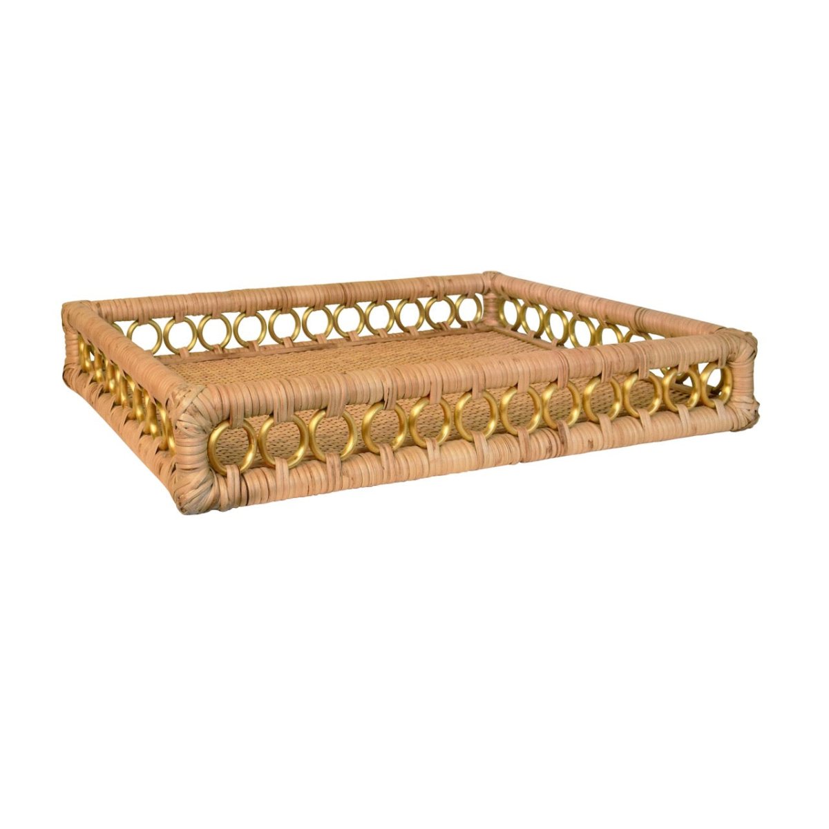 Tango Rattan Tray Angle View by Worlds Away at Fig Linens and Home