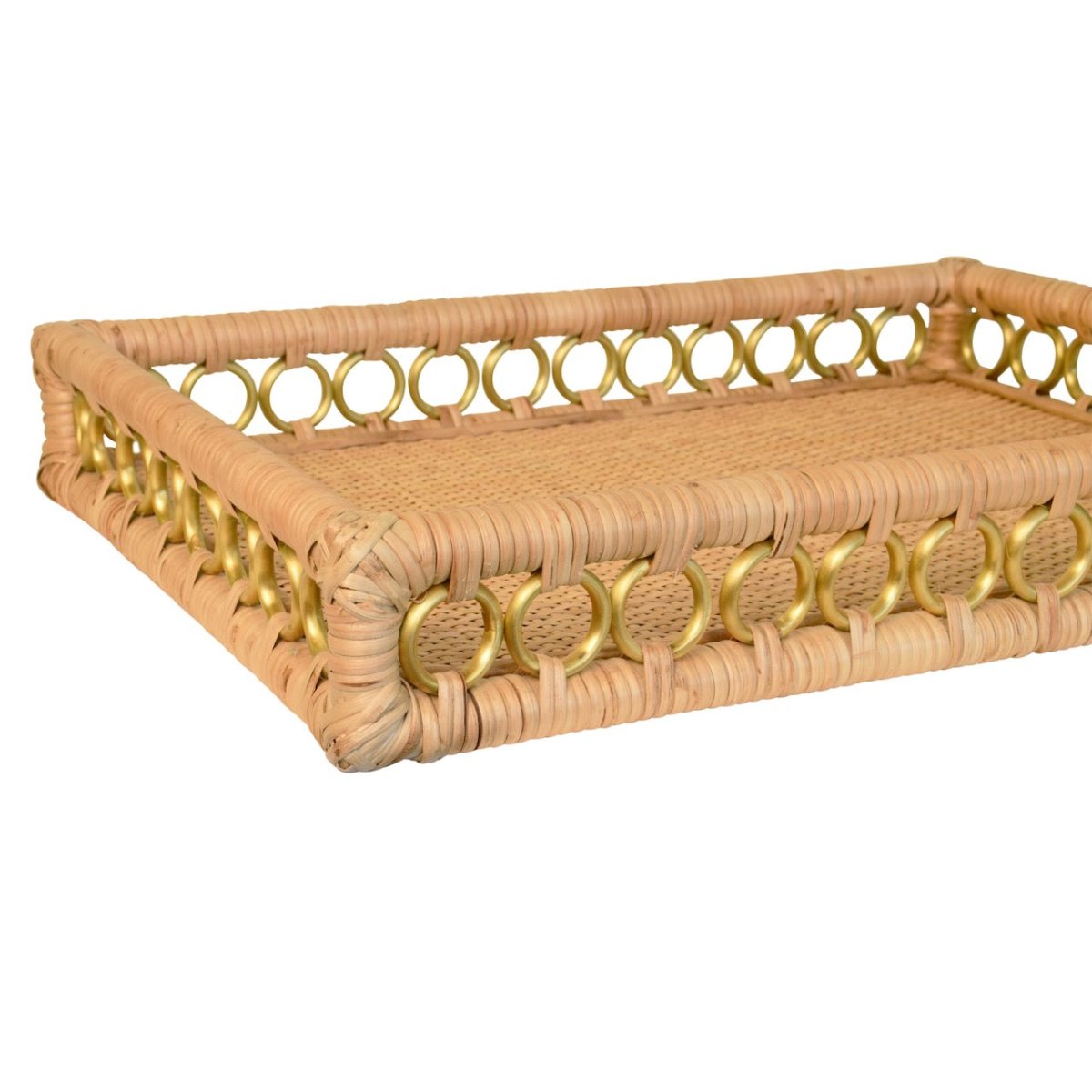 Tango Rattan Tray Detail View by Worlds Away at Fig Linens and Home