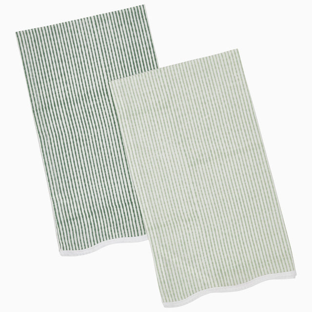 Nandi Light Sage & Dark Sage Tea Towels by John Robshaw at Fig Linens and Home - 1