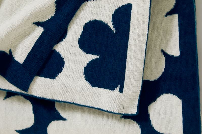 K Hanadot Navy Throw Blanket by Kenzo Paris at Fig Linens and Home