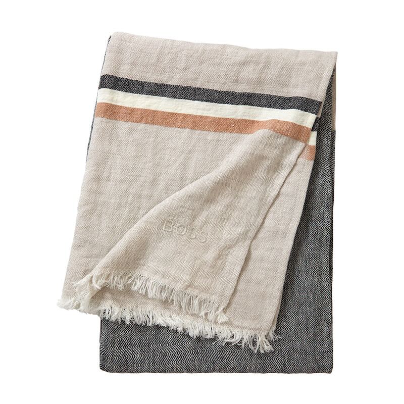 Solo Stripe Linen Throw by Yves Delorme at Fig Linens and Home