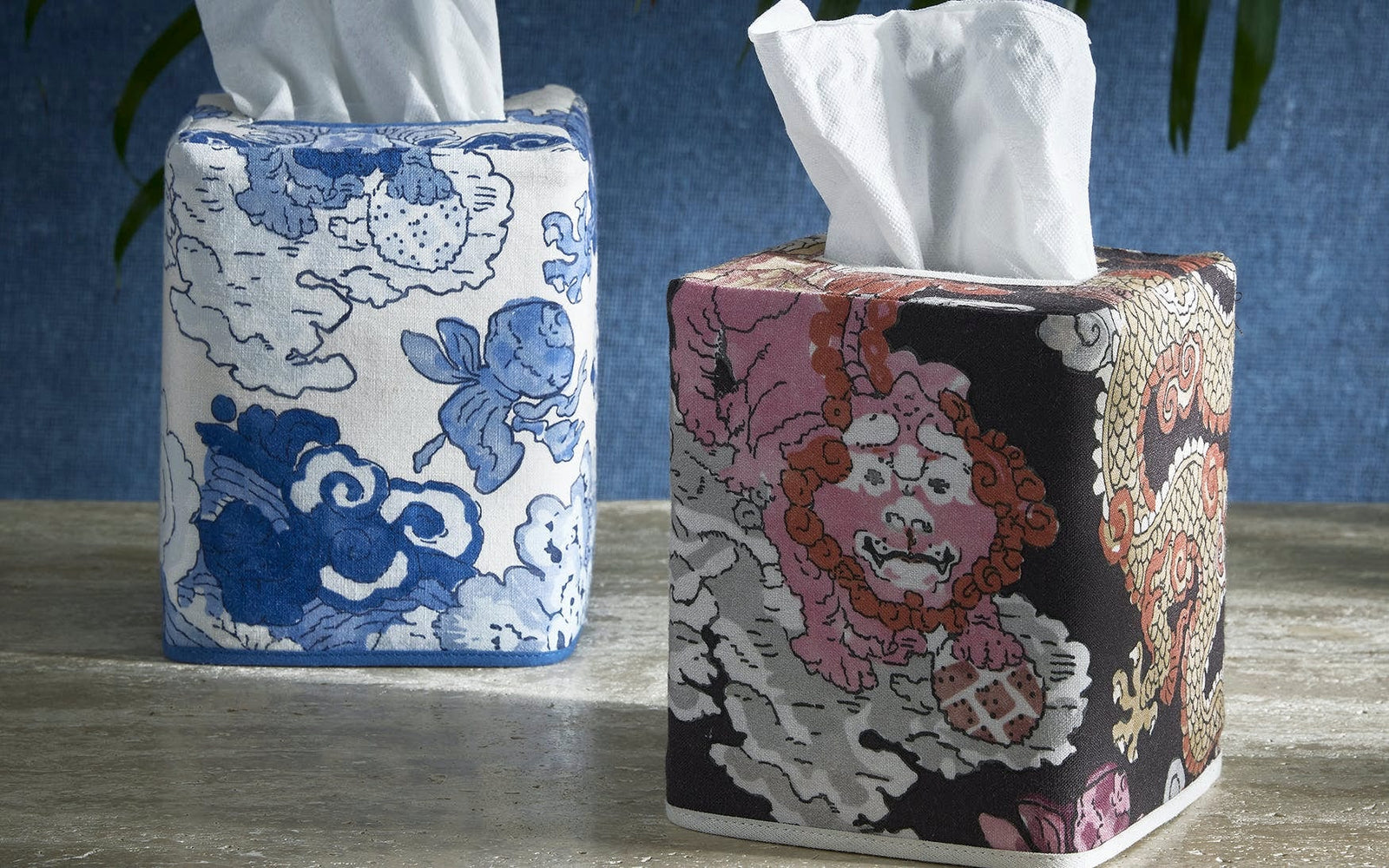 Matouk Schumacher Magic Mountain Tissue Box Covers at Fig Linens and Home
