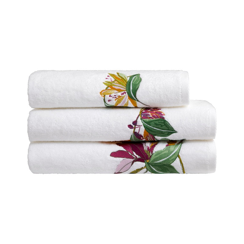 Yves Delorme Parfum - Stack of Towels at Fig Linens and Home - Luxury Bath Linens Collection