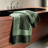 Yves Delorme Hugo Boss Double B Cypres Bath Towels by Yves Delorme - Bath Sheet 35 x 59 Double B Cypres at FIG LINENS AND HOME - 1